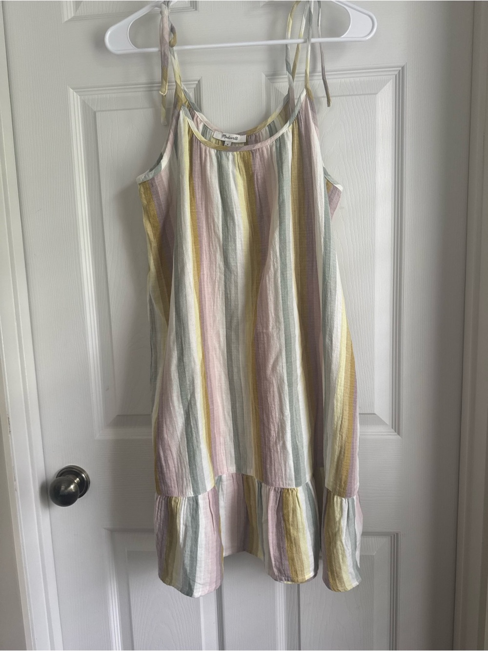 Madewell Lightestspun Tie-Strap Ruffle-Hem Cover-Up Dress